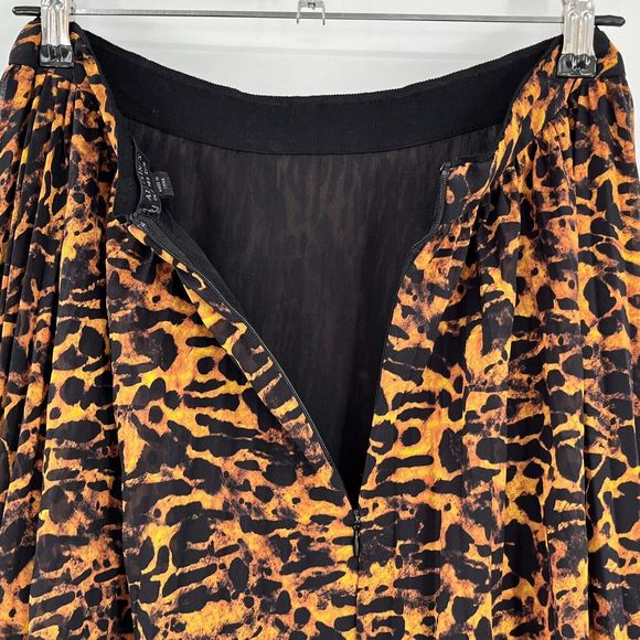 AllSaints Cora Ambient Skirt Midi Size 6 Animal Print Pleated High-Low Sheer - Picture 7 of 15